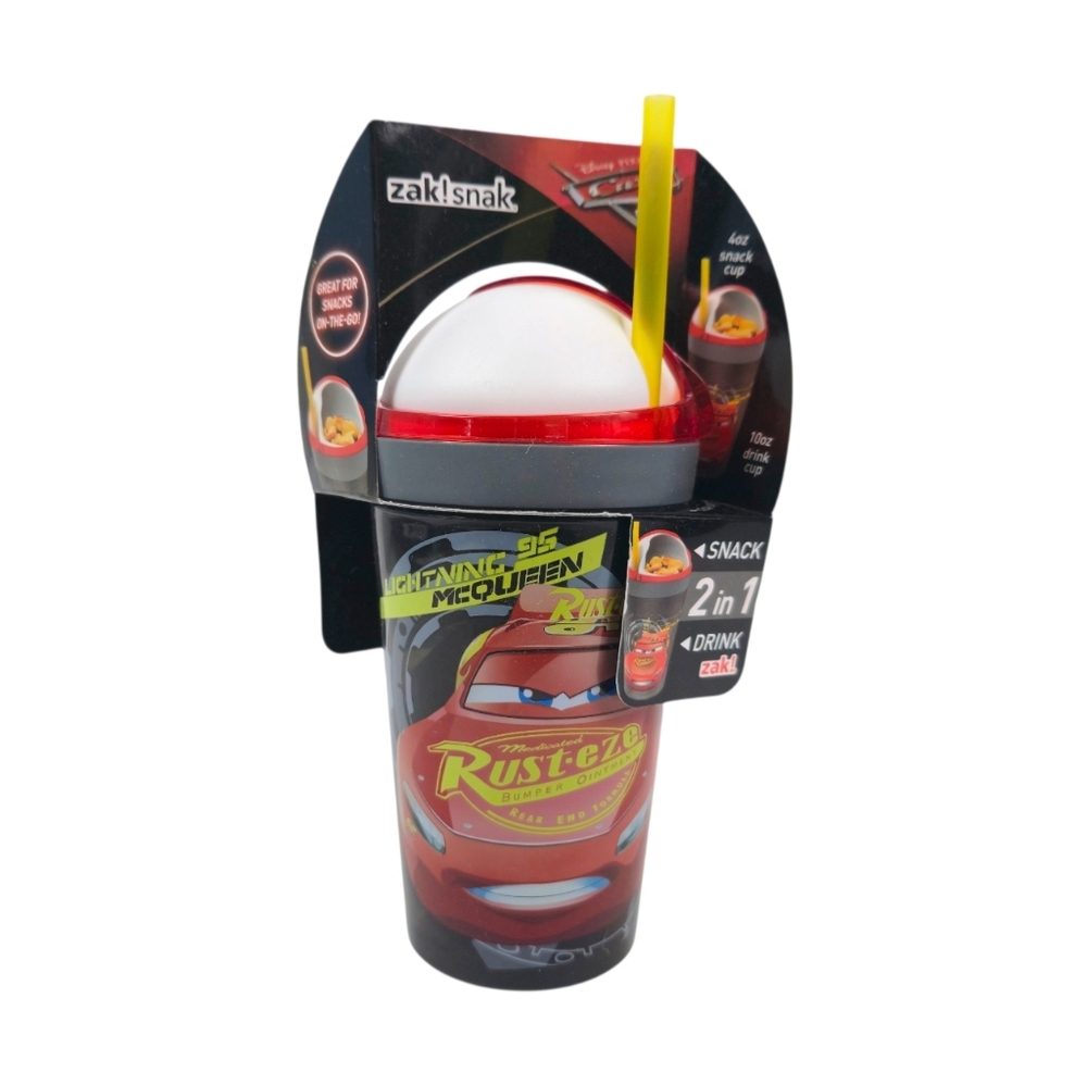 Zak Snak Disney Pixar Cars 3, Lightning Mcqueen, Jackson Storm, 2in1, Snack Cup